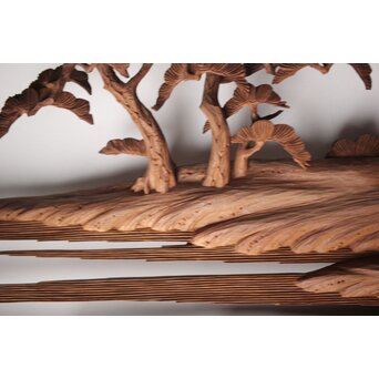 富士に龍 木彫欄間 2枚1組　R0104Y 