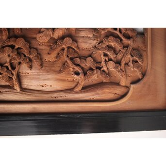 富士に龍 木彫欄間 2枚1組　R0104Y 