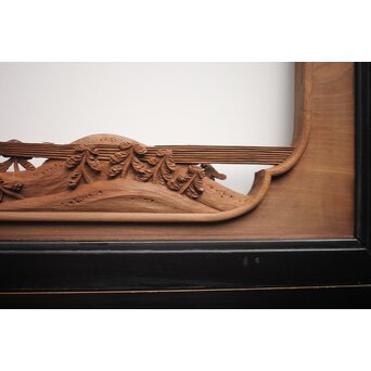 富士に龍 木彫欄間 2枚1組　R0104Y 