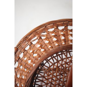 初代 田辺竹雲斎 一文字形手付 果物竹籠 二代識箱付　U252 