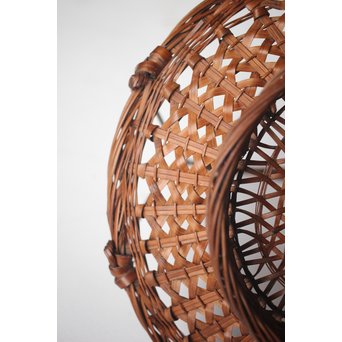 初代 田辺竹雲斎 一文字形手付 果物竹籠 二代識箱付　U252 