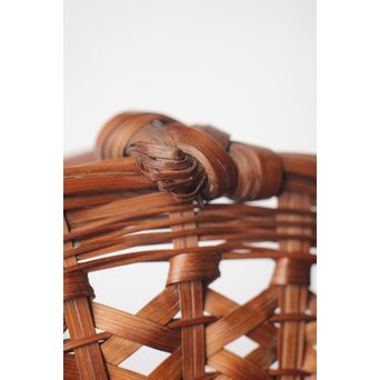 初代 田辺竹雲斎 一文字形手付 果物竹籠 二代識箱付　U252 