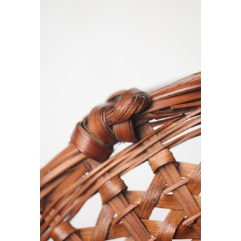 初代 田辺竹雲斎 一文字形手付 果物竹籠 二代識箱付　U252 