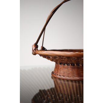 初代 田辺竹雲斎 一文字形手付 果物竹籠 二代識箱付　U252