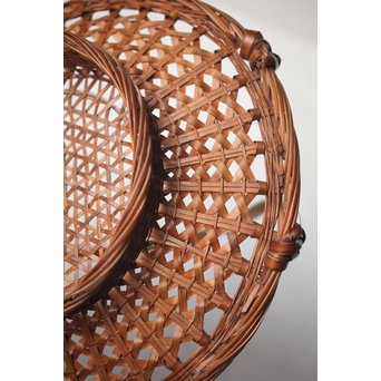 初代 田辺竹雲斎 一文字形手付 果物竹籠 二代識箱付　U252 