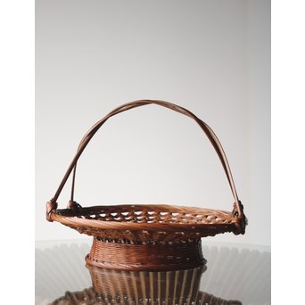 初代 田辺竹雲斎 一文字形手付 果物竹籠 二代識箱付　U252 