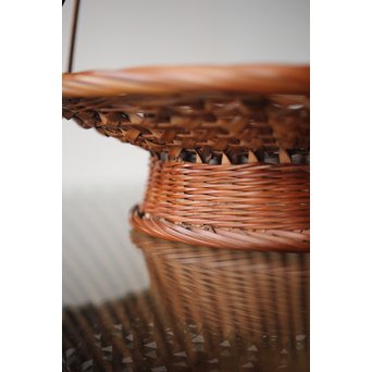 初代 田辺竹雲斎 一文字形手付 果物竹籠 二代識箱付　U252 