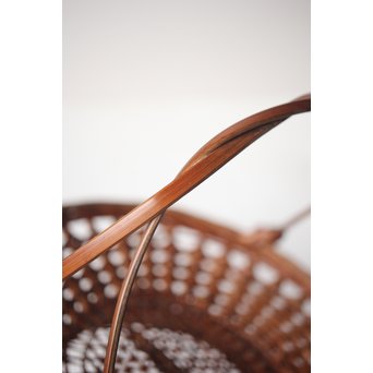 初代 田辺竹雲斎 一文字形手付 果物竹籠 二代識箱付　U252 