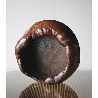 天然木 瘤木 煎茶盆  瓶掛　X299 