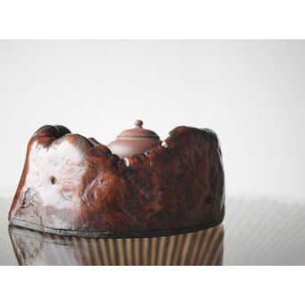 天然木 瘤木 煎茶盆  瓶掛　X299 