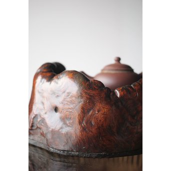 天然木 瘤木 煎茶盆  瓶掛　X299 