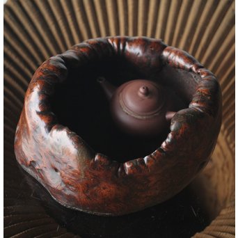 天然木 瘤木 煎茶盆  瓶掛　X299 