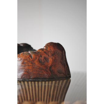 天然木 瘤木 煎茶盆  瓶掛　X299 