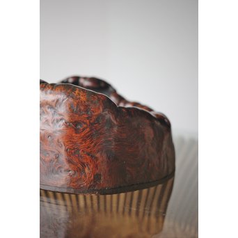 天然木 瘤木 煎茶盆  瓶掛　X299 