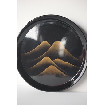 遠山蒔絵 研ぎ出し蒔絵丸盆 6枚1組　Q277 