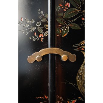 村上堆朱 稲垣豊秋 彫漆鶉三彩器局　Q278 