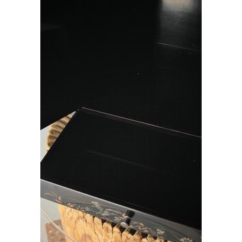 村上堆朱 稲垣豊秋 彫漆鶉三彩器局　Q278 