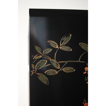 村上堆朱 稲垣豊秋 彫漆鶉三彩器局　Q278 