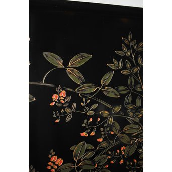 村上堆朱 稲垣豊秋 彫漆鶉三彩器局　Q278 