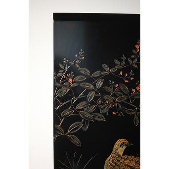 村上堆朱 稲垣豊秋 彫漆鶉三彩器局　Q278 