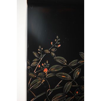 村上堆朱 稲垣豊秋 彫漆鶉三彩器局　Q278 