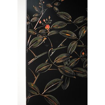 村上堆朱 稲垣豊秋 彫漆鶉三彩器局　Q278 