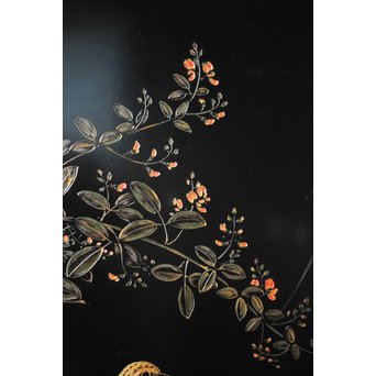 村上堆朱 稲垣豊秋 彫漆鶉三彩器局　Q278 