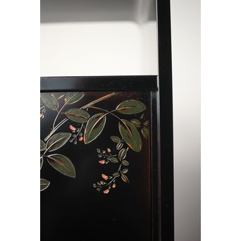 村上堆朱 稲垣豊秋 彫漆鶉三彩器局　Q278 