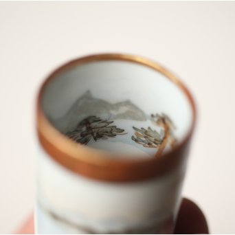 松原製 九谷 毛筆彩色 茶巾筒　P253 