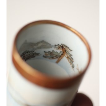 松原製 九谷 毛筆彩色 茶巾筒　P253 