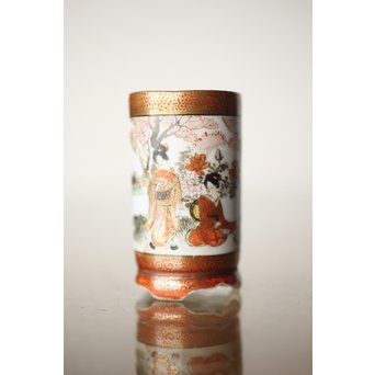 松原製 九谷 毛筆彩色 茶巾筒　P253 