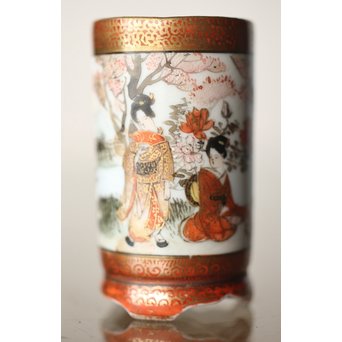 松原製 九谷 毛筆彩色 茶巾筒　P253 