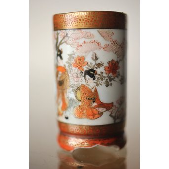 松原製 九谷 毛筆彩色 茶巾筒　P253 