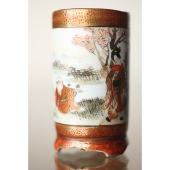 松原製 九谷 毛筆彩色 茶巾筒　P253 