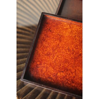 阿達祥山 楓瘤木 指物硯箱　X303 