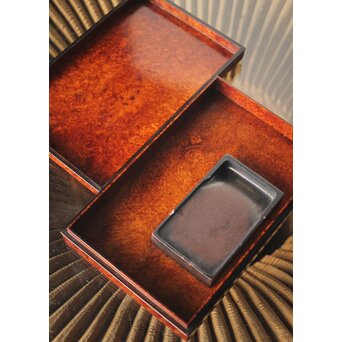 阿達祥山 楓瘤木 指物硯箱　X303 