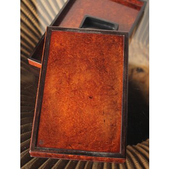 阿達祥山 楓瘤木 指物硯箱　X303 