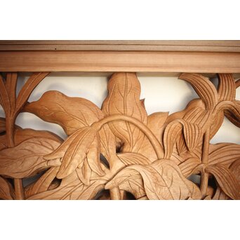 吉田楳堂 花鳥長尺木彫欄間 2枚1組　R0106Y 