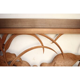 吉田楳堂 花鳥長尺木彫欄間 2枚1組　R0106Y 