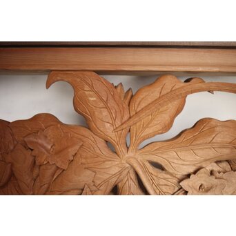 吉田楳堂 花鳥長尺木彫欄間 2枚1組　R0106Y 