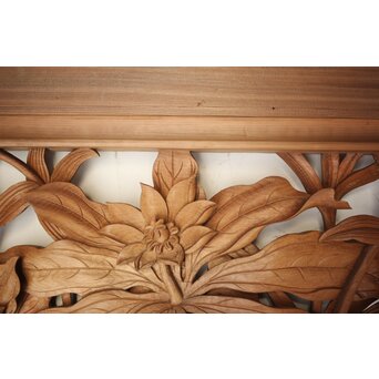 吉田楳堂 花鳥長尺木彫欄間 2枚1組　R0106Y 