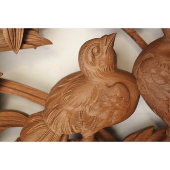 吉田楳堂 花鳥長尺木彫欄間 2枚1組　R0106Y 