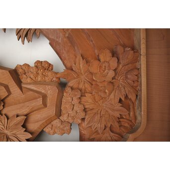 吉田楳堂 花鳥長尺木彫欄間 2枚1組　R0106Y 