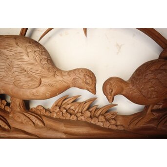 吉田楳堂 花鳥長尺木彫欄間 2枚1組　R0106Y 