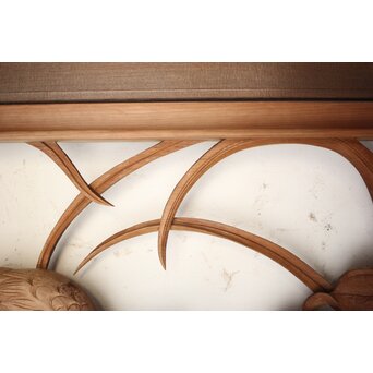 吉田楳堂 花鳥長尺木彫欄間 2枚1組　R0106Y 