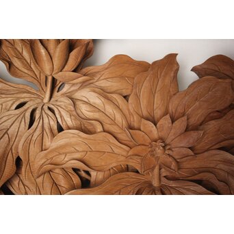 吉田楳堂 花鳥長尺木彫欄間 2枚1組　R0106Y 