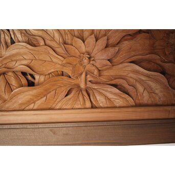 吉田楳堂 花鳥長尺木彫欄間 2枚1組　R0106Y 