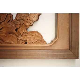 吉田楳堂 花鳥長尺木彫欄間 2枚1組　R0106Y 