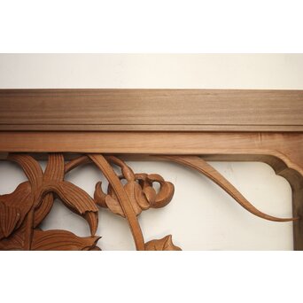 吉田楳堂 花鳥長尺木彫欄間 2枚1組　R0106Y 