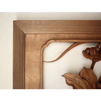 吉田楳堂 花鳥長尺木彫欄間 2枚1組　R0106Y 